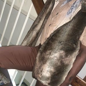 Brown Faux Fur & Knit Vest